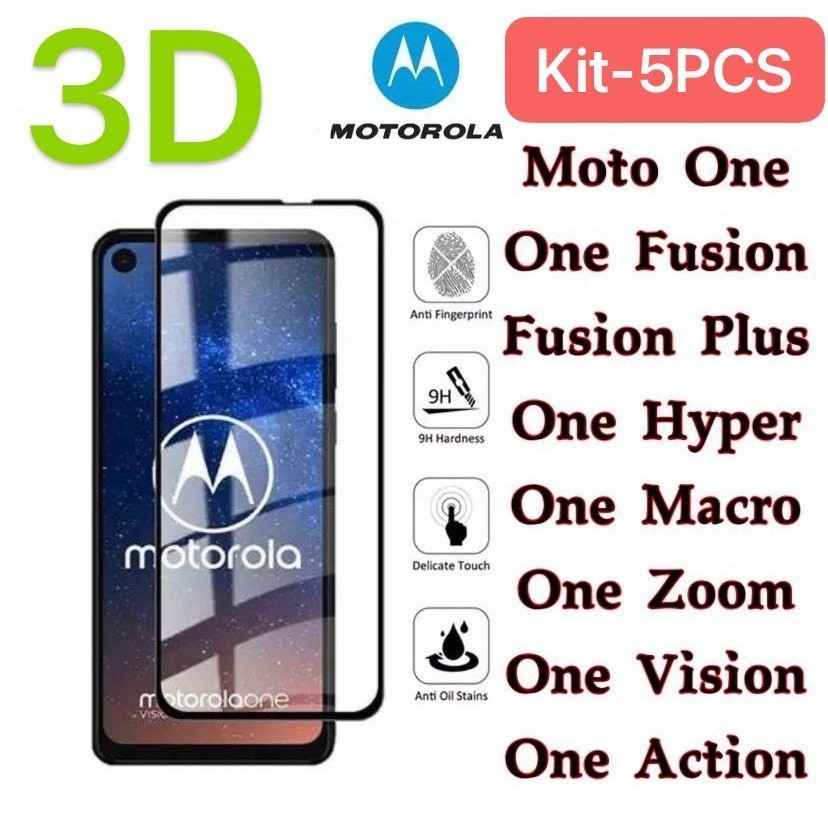 Película Vidro 3d Moto One/one Fusion/one Fusionplus/one Hyper/one Macro/one Vision/one Zoom/one Action