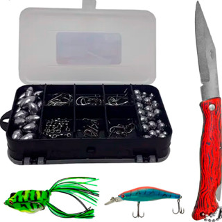 Kit Estojo Anzol Chumbada Giradores Isca Artificial e Canivete em Oferta na Shopee