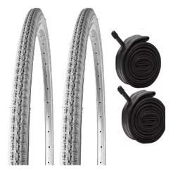 PAR PNEUS CADEIRA DE RODAS ARO 24X1.3/8 VEE RUBBER + CÂMARAS CINZA