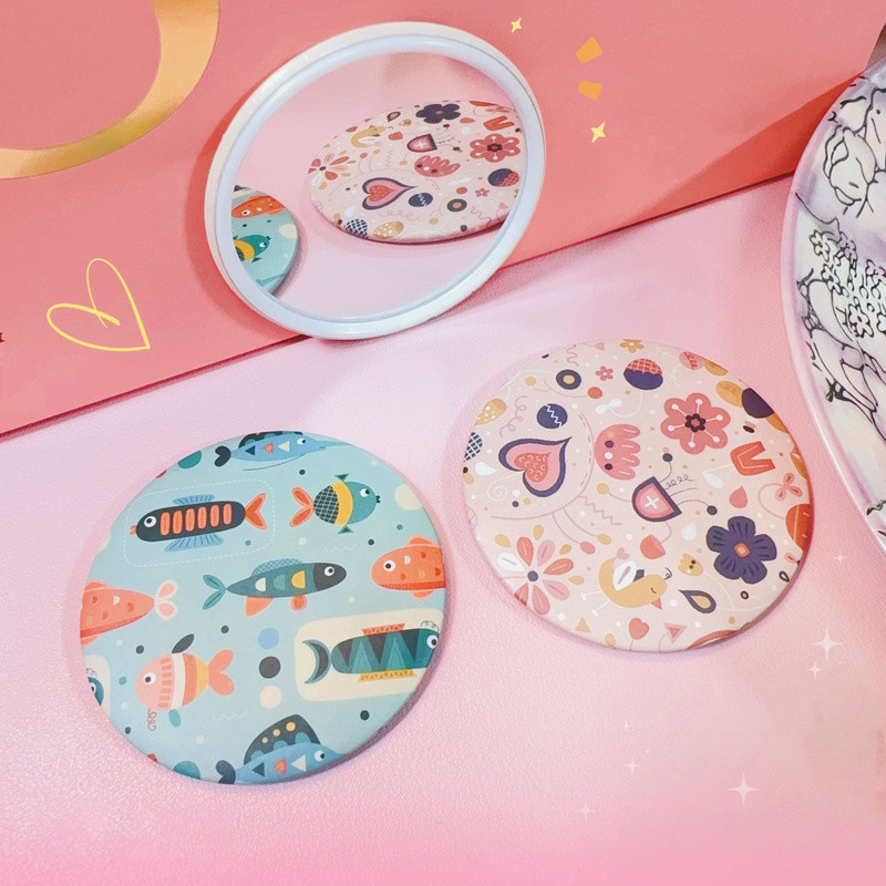 Espelho Redondo Portátil de Bolso Estilo Cartoon - Design Cartoon Fofo, Resistente a Quedas para Maquiagem, Viagem em Oferta na Shopee
