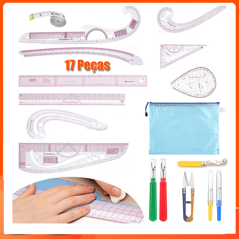 17 Peças Kit Réguas Para Modelagem Flexível Patchwork,costura,corte em Oferta na Shopee
