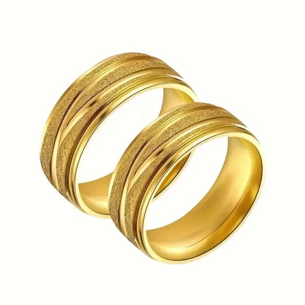 1 Par Aliança Casamento Diamantada dourada Aço + Anel Solitario BRINDE caixinha VELUDO noivadoi