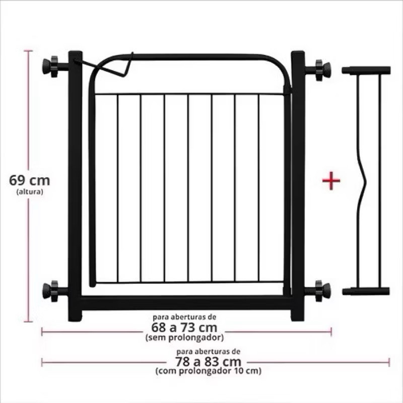 Grade Portão Proteção Pet Cachorro 69 cm A 84 cm Criança Cães Anti Ferrugem Não Precisa Furar Parede em Oferta na Shopee