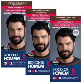 Kit 3 Tonalizante Biocolor Homem Castanho Escuro - Bozzano em Oferta na Shopee