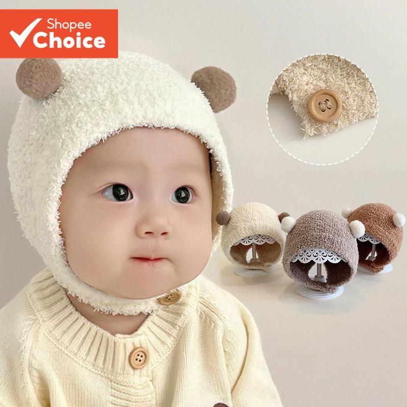 Gorro Pom Macio Para Bebês E Crianças , Boné De Malha Quente De Inverno Com Proteção Os Ouvidos