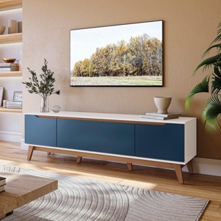 Rack Kappesberg 3 Portas Branco/Azul Profundo 180cm em Oferta na Shopee