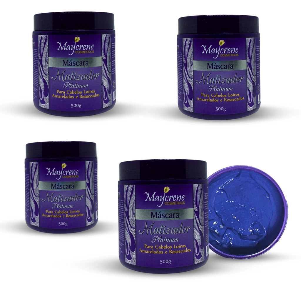 Kit 4 Máscara Matizadora Platinum Desamarelador - 500gr - Maycrene em Oferta na Shopee