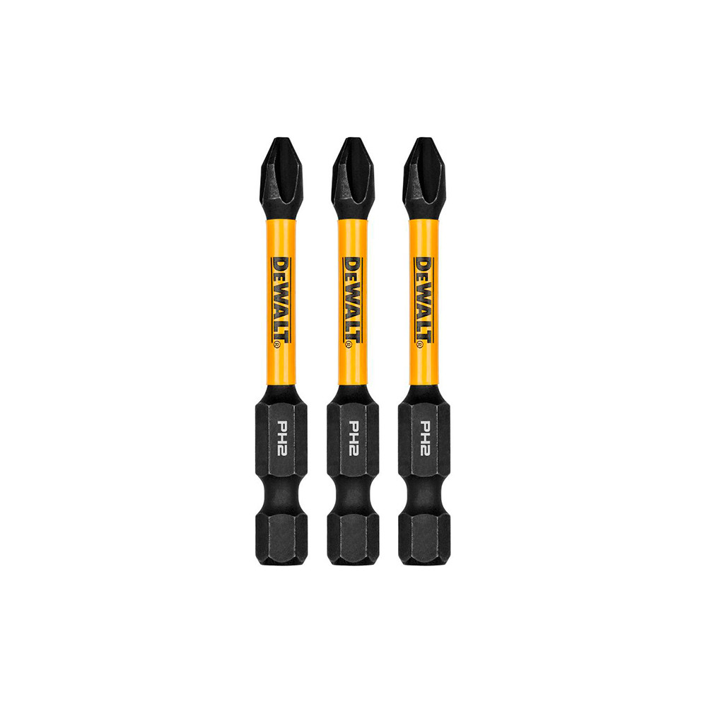 Kit com 3 Bits Phillips de Impacto PH2 x 50mm Flextorq DeWalt DWAF2PH2IR3