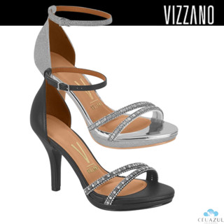 Sandália Feminina Vizzano Salto Alto Strass Elegância Brilho Festa em Oferta na Shopee