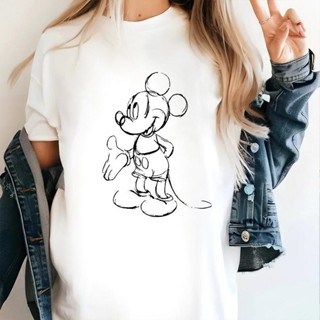 Camiseta Branca Mickey Draw camisa Disney Sketch 100% algodão em Oferta na Shopee