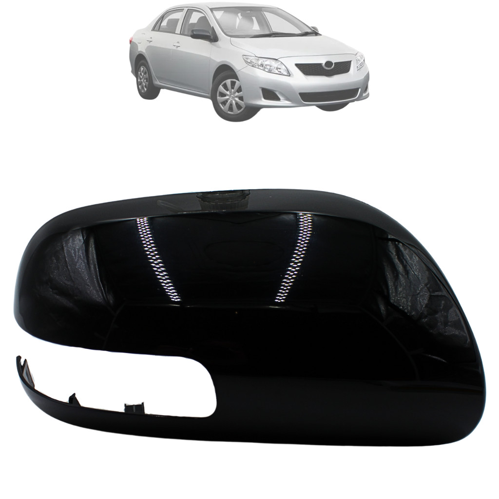 Capa Retrovisor Original Corolla 2008 Até 2014 Com Abertura Pisca Preta Lisa