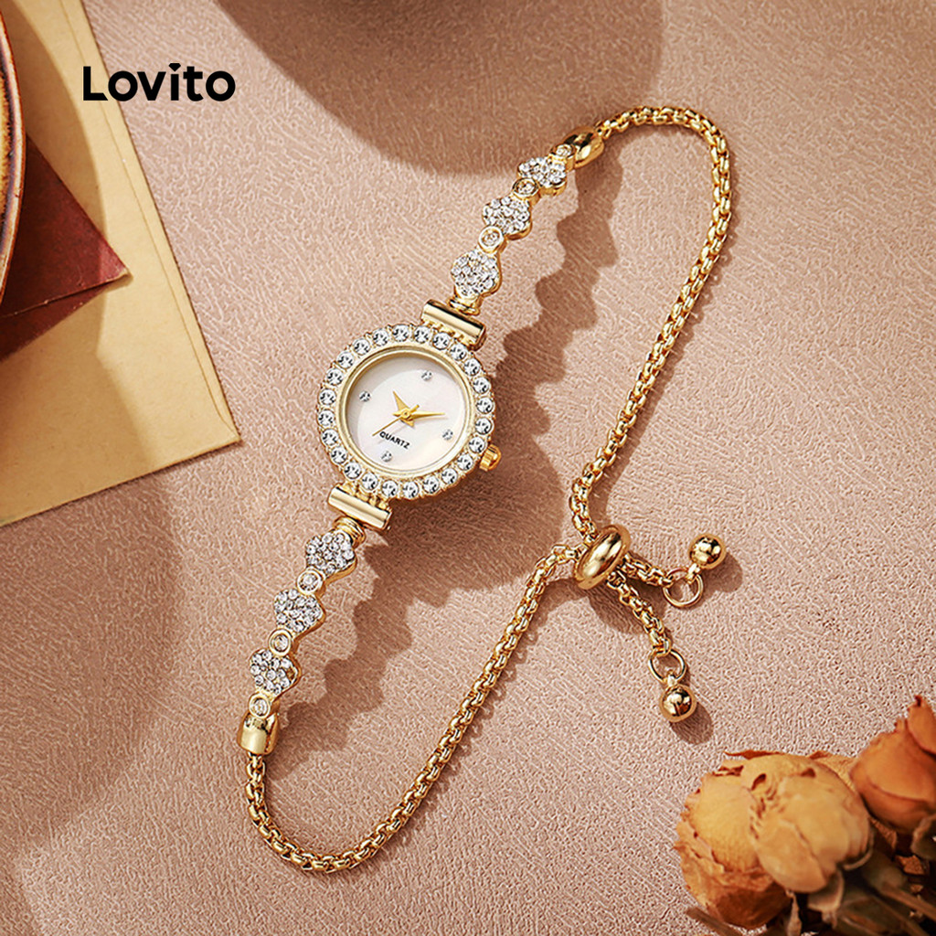 Lovito Casual Simples Brilhantes Todas As Estações Relógio De Quartzo Para Mulher LFA82340 - Watches