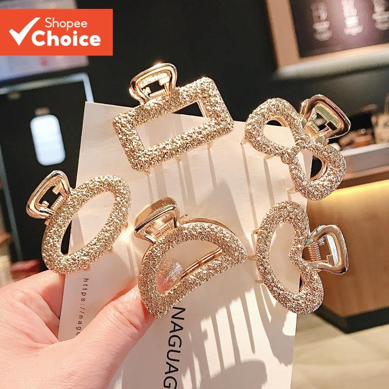 1pc Coreano Diamante Liga Grampo De Cabelo Deslumbrante Ouro Geométrico Moda Acessório