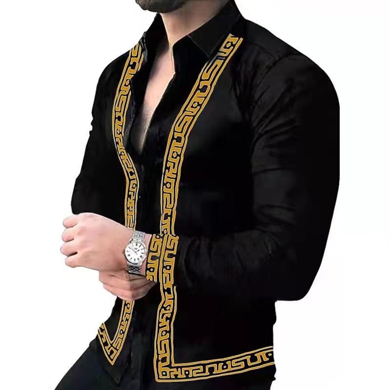 Camisa Masculina De Manga Comprida Com Estampa 3D , Roupas Do Havaí De Designer De Luxo Social , Moda Clássica Elegante 