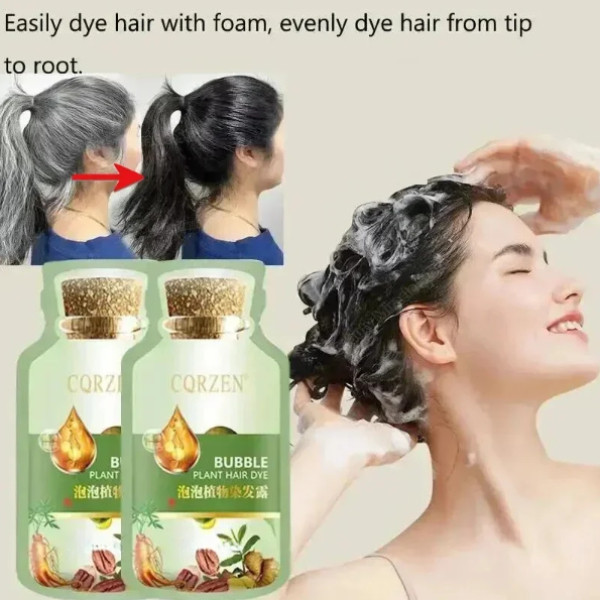 Coloração De Cabelo De Ervas Bolha Tintura Shampoo Natureza Plantas Condicionador Sem Danos Ao Não Estimula O Creme em Oferta na Shopee