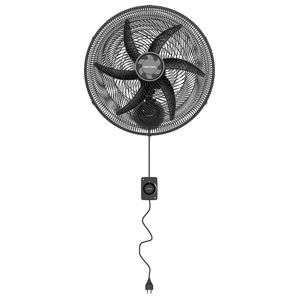 Ventilador de Parede Ventisol Monta Fácil 50cm 127V Hélice 6 Pás Grade Wind-Line 3 Velocidades Preto