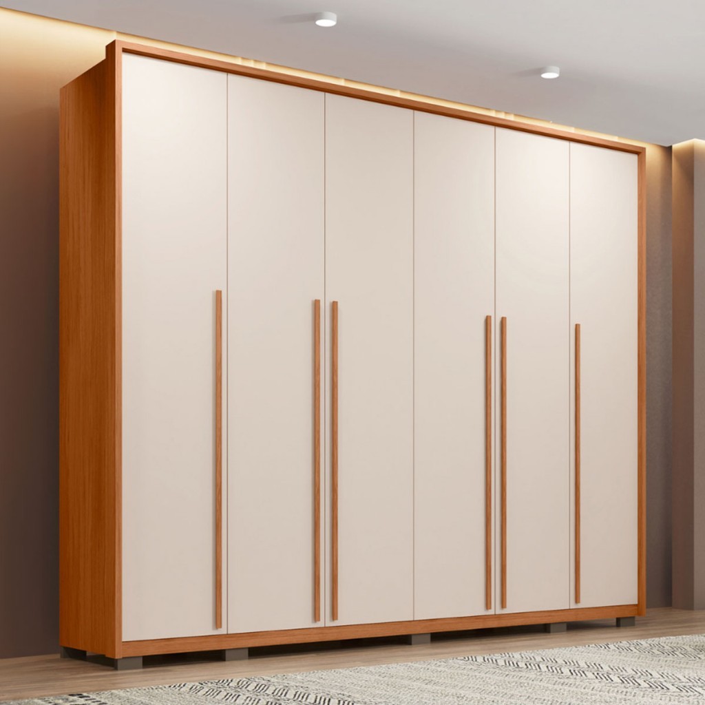 Guarda-Roupa Casal German 6 Portas 6 Gavetas Freijo/Off White - Pnr Móveis em Oferta na Shopee