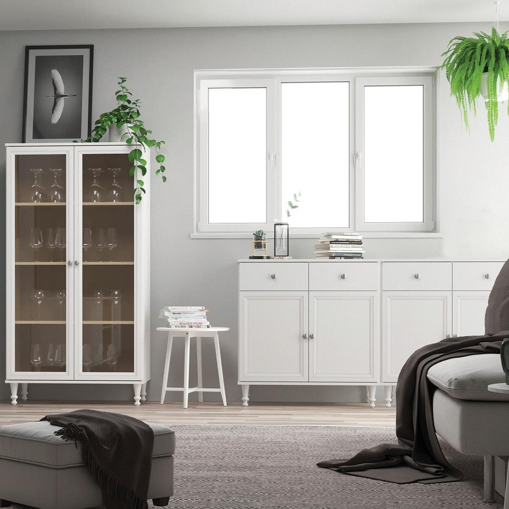 Cristaleira + 2 Aparadores 2gv2pt Ditália R-629 E-957 em Oferta na Shopee