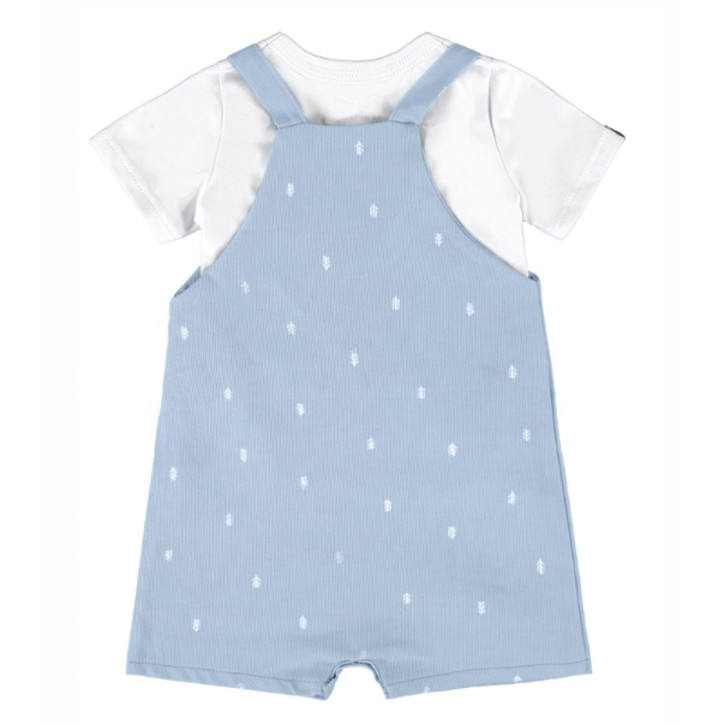 Conjunto Infantil Menino Camiseta + Macaquinho Estampado Malwee Kids Azul