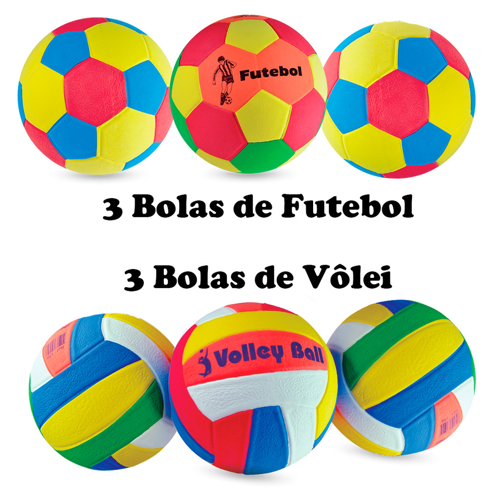 Kit bolas de Eva 3 bolas de Futebol e 3 bolas de Vôlei .