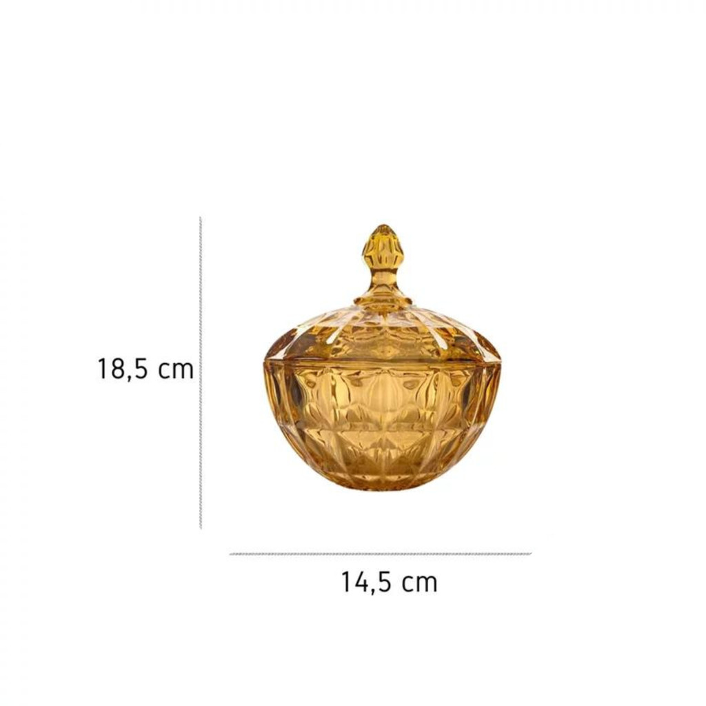 Bomboniere Potiche Baleiro Vidro 700ml 18,5cm Com Tampa