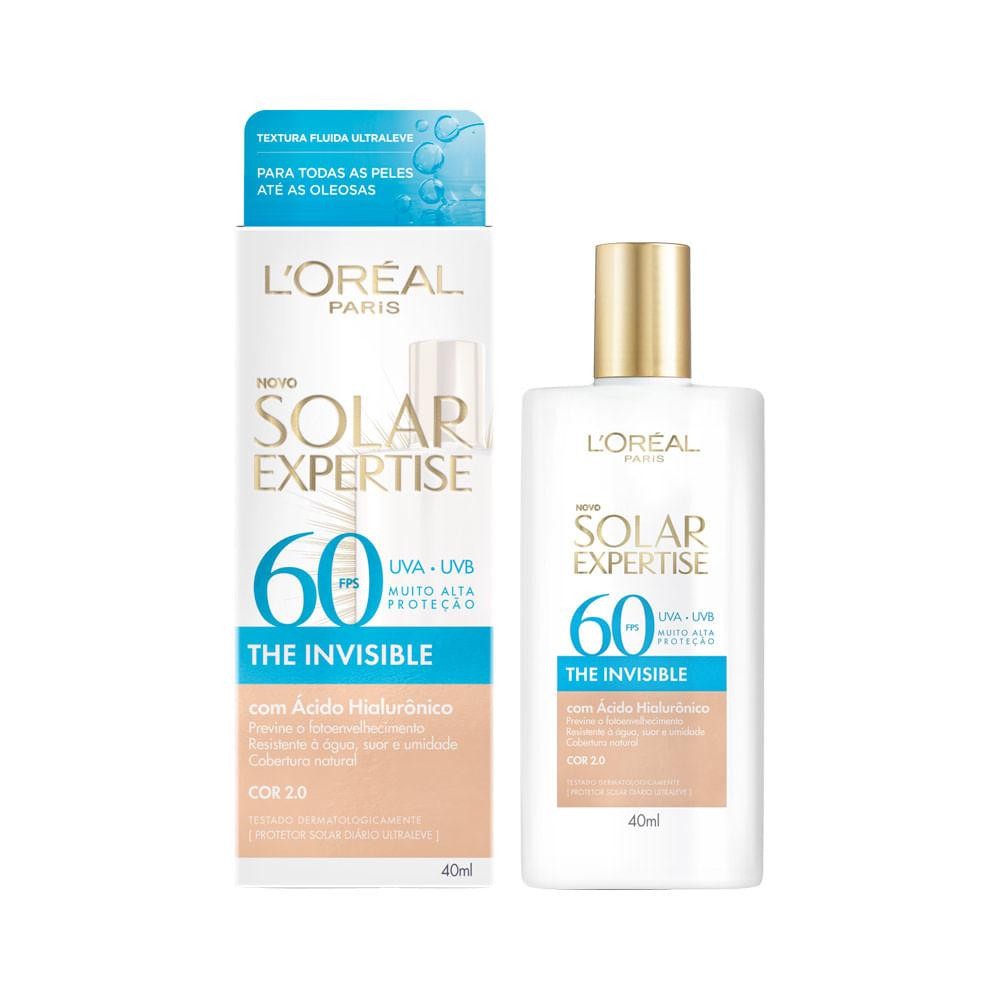 PROTETOR SOLAR FACIAL LORÉAL PARIS FPS60 THE INVISIBLE COR 2.0 40ML