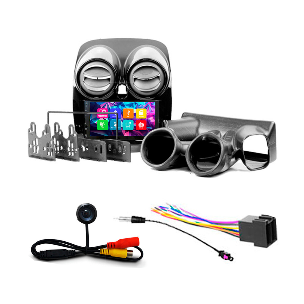 Kit Multimidia 7 Pol Grand Siena 2012 13 A 2020 Espelhamento Android Ios 2 Din Black Piano Duto de Ar Camera Ré
