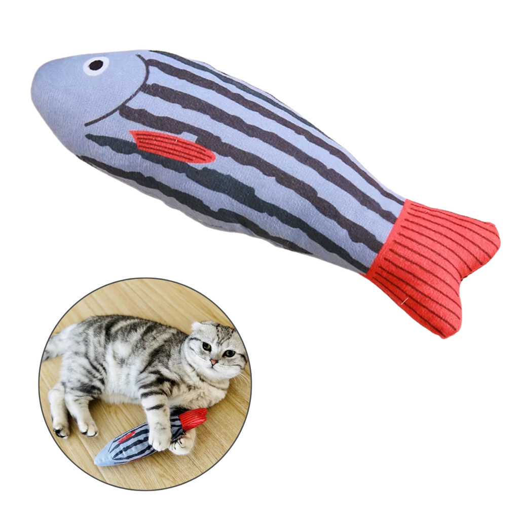Brinquedo Pelúcia Para Gato Dentição Simulação Peixes Interativo Com Apito Interno