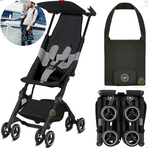 Kit Carrinho Bebê Gb Black Pockit Air All-terrain + Bolsa