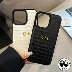 Luxo Personalizado Letras De Ouro Nome DIY Crocodilo Padrão Couro Para iPhone 18 17 16 15 14 13 12 11 Pro Max