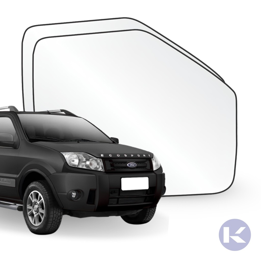 Lente Retrovisor Metalizada Com Base Ecosport 2003 a 2011 2012 Ranger 2004 2005 2006 2007 2008 2009