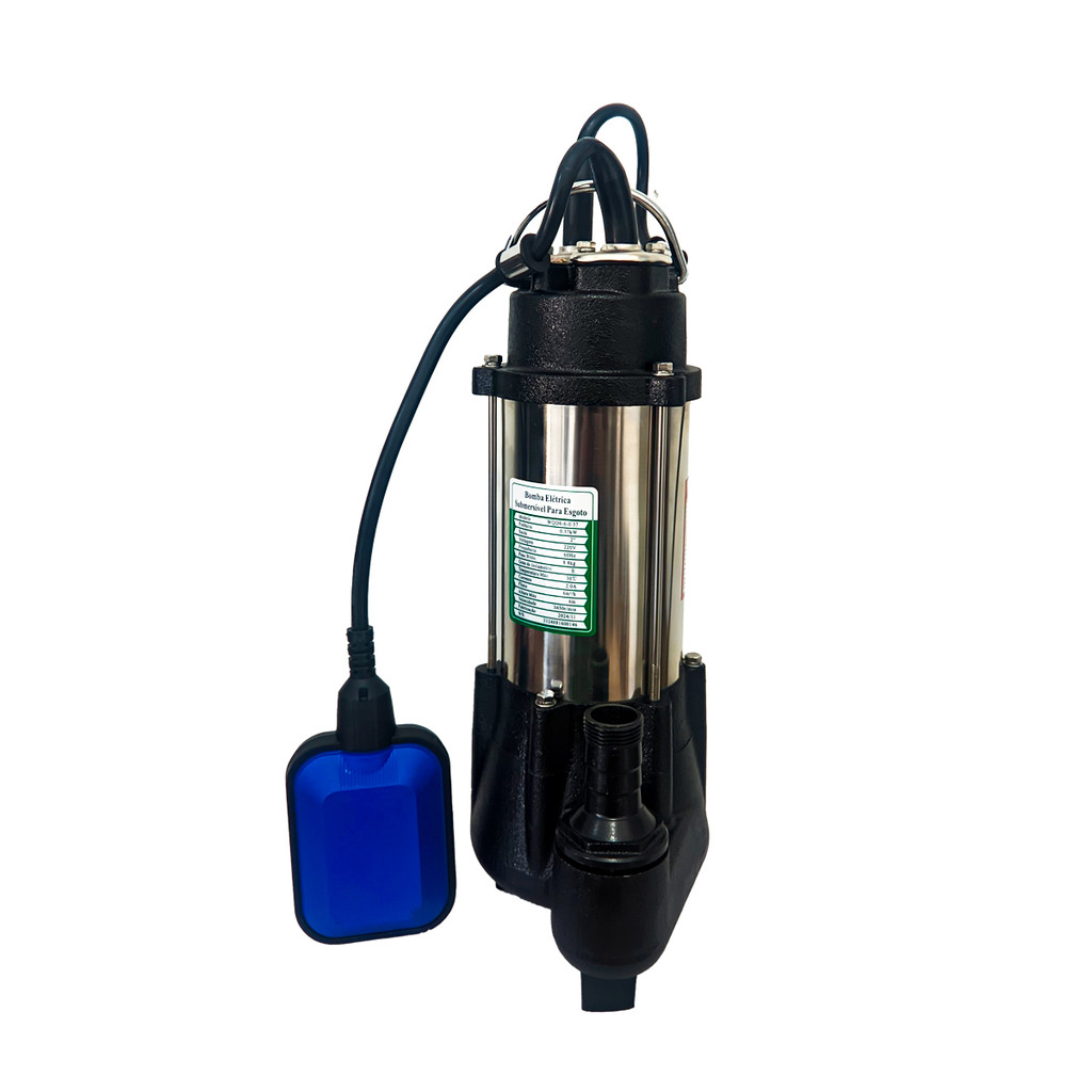 Bomba Submersível 370W Inox p/ Drenagem de Esgoto e Fossa Brasbombas 220v WQD6-6-0.37