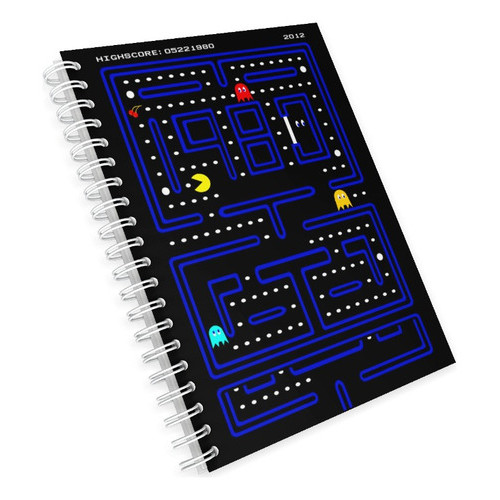 Caderno Universitário Francesa   Pacman  Video Juegos 1, 10 e 15 Matérias Escolar Capa Dura Animes  Desenhos