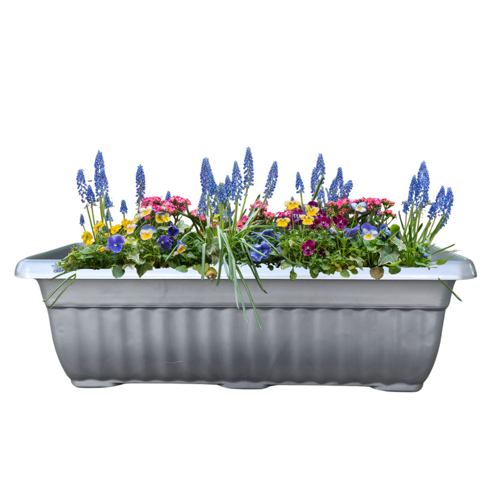 Floreira Prata Decoração Horta em casa Cachepô Linear Canelado 35cm