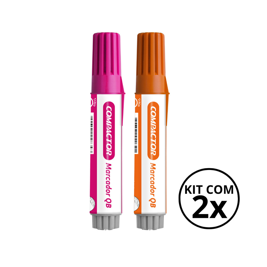 Kit com 2 Marcadores Para Quadro Branco - COMPACTOR COR:ROSA+LARANJA