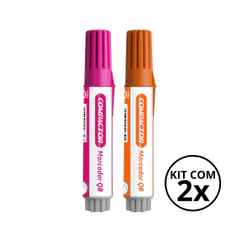 Kit com 2 Marcadores Para Quadro Branco - COMPACTOR COR:ROSA+LARANJA