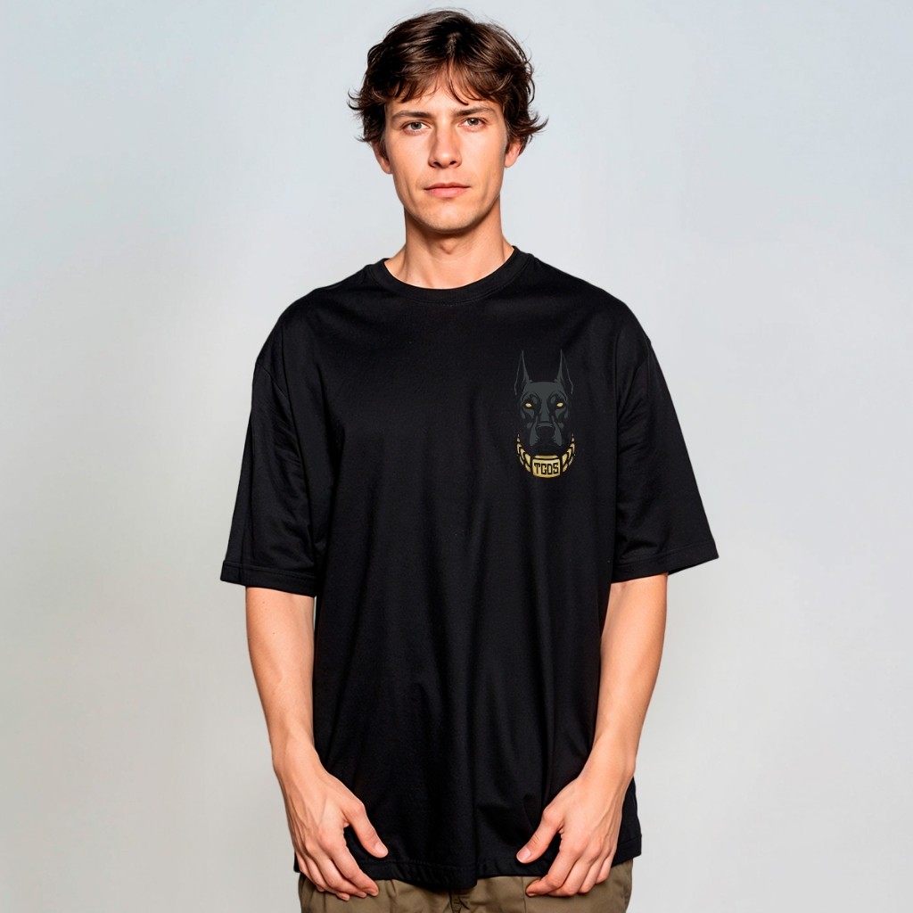 Camiseta Oversized Streetwear Coleira Dobermann Dog Bravo Cachorro REF 2901 Home Custom
