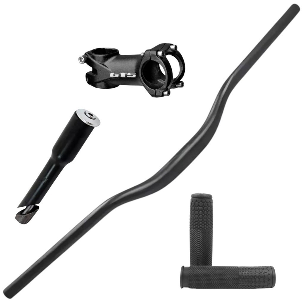 kit bike Guidão curvo 31.8mm + Mesa Gts aheadset alumínio + Adaptador para Standard 21.1mm+manopla bike aro 26 e 29 mtb em Oferta na Shopee