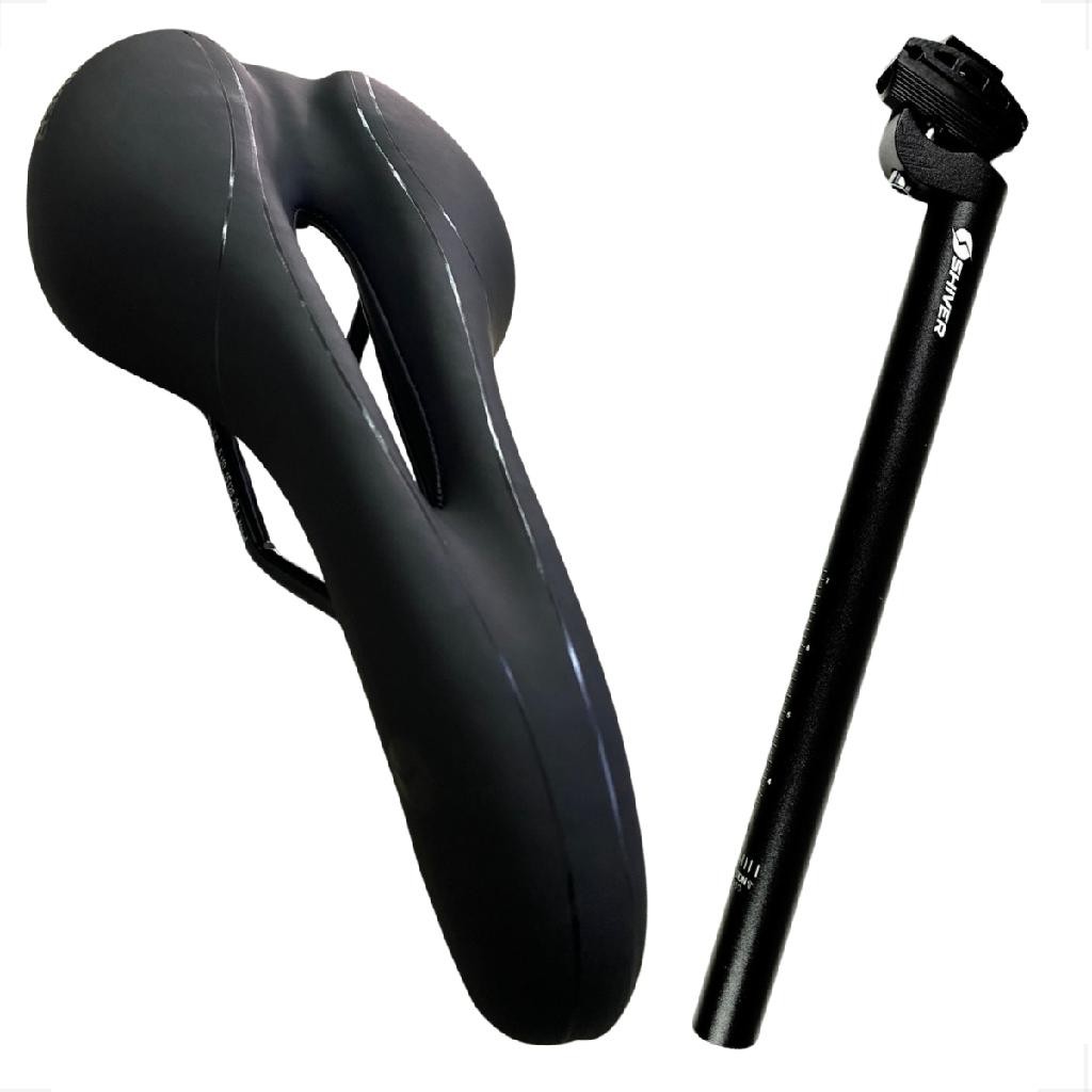 Banco Bike Tipo Ddk Selim celim Vazado Shiver Macio Confortavel manobras mtb + Canote Aluminio 27.2