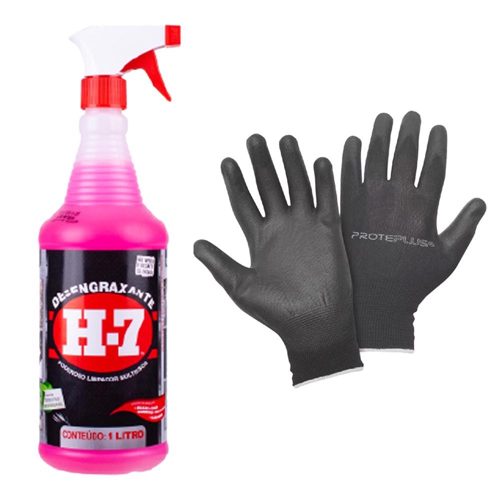 Kit Desengraxante Removedor Multiuso 1L Spray Com Luva - H7 em Oferta na Shopee