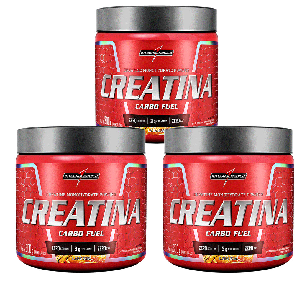 Kit 3 und Creatina Carbo Fuel Laranja 300g  - Integralmédica em Oferta na Shopee