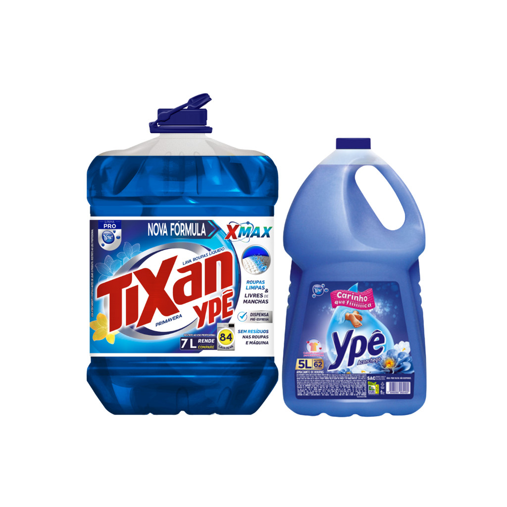 Lava Roupas Tixan Ypê 7L + Amaciante Aconchego  Ypê 5L - Home & Living