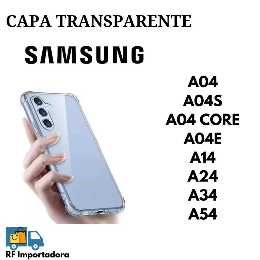 Capa Transparente TPU Anti Shock Para Samsung A04 A04S A04 CORE A04E A14 A24 A34 A54