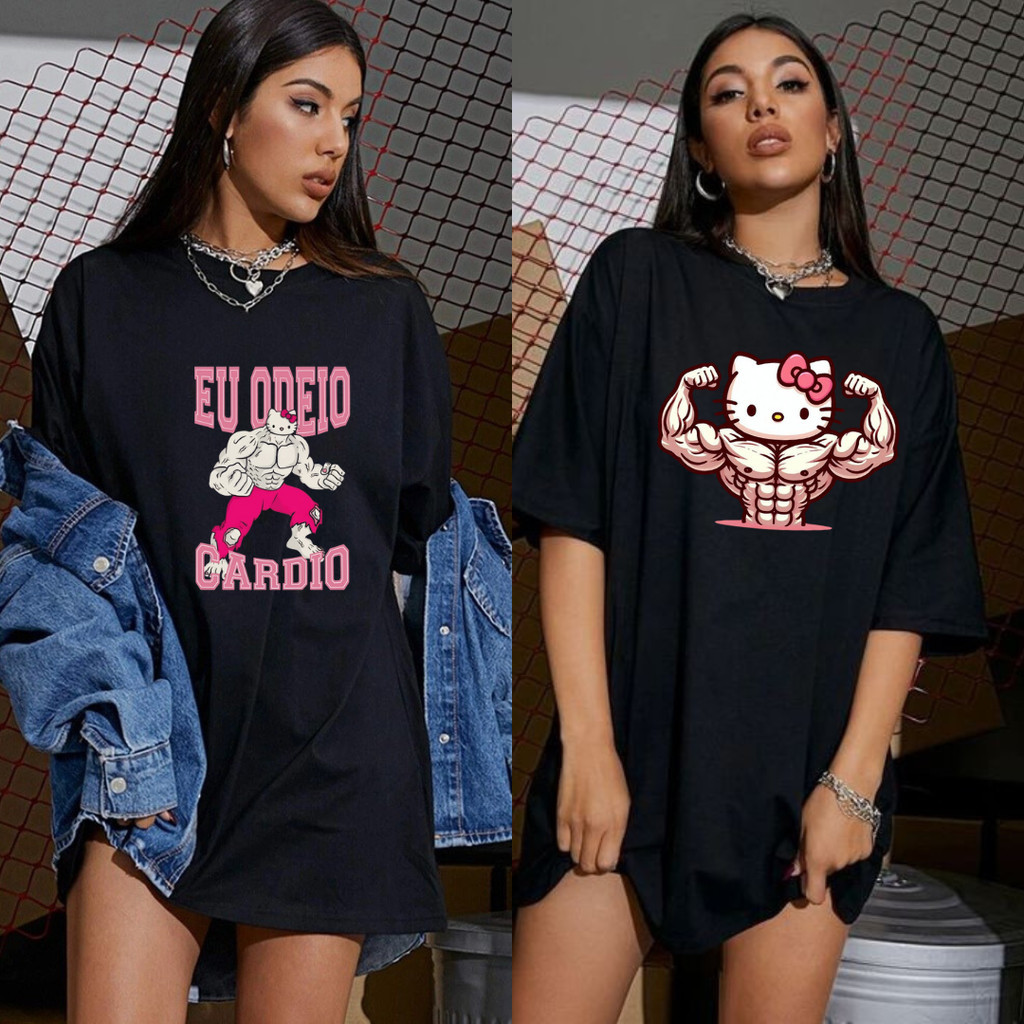 Kit 2 Camisetas Femininas de Treino | Blusa Fitness Corrida Academia Crossfit Dry Rápida Secagem