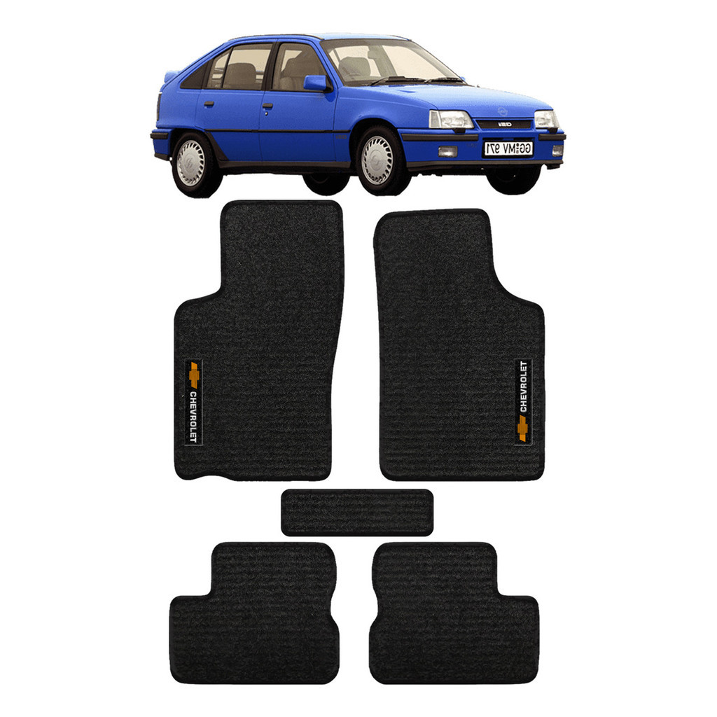 Kit de tapetes 5 peças específico Kadett 1989 90 91 ... 93 94 1995 Carpete Preto