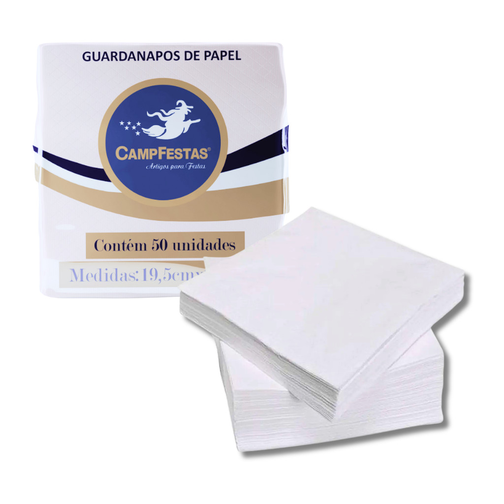 Guardanapo Crepado 19,5x22,5cm c/ 50un CampFestas - Cor Branco