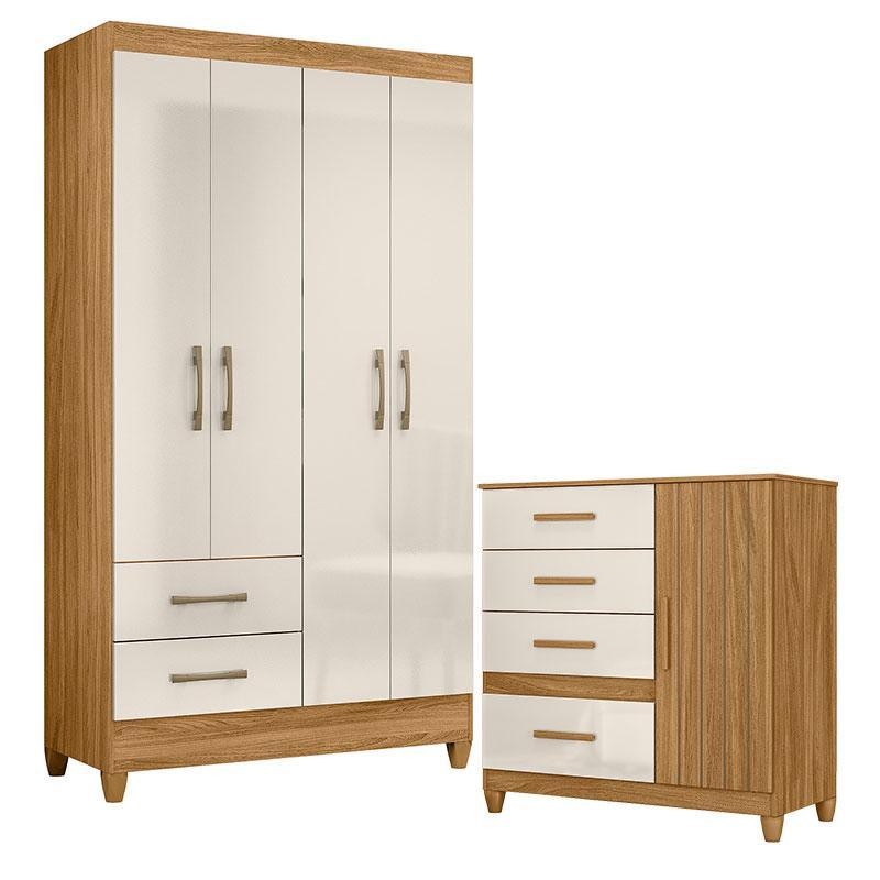 Guarda Roupa Solteiro Chile e Cômoda Vênus com Pés Freijó Off White – Moval  em Oferta na Shopee