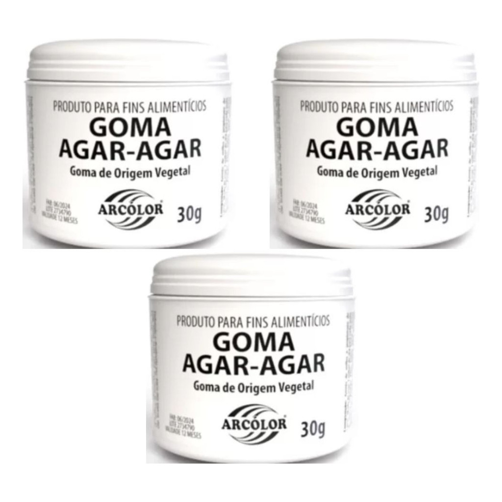 Kit C/3 Goma Agar Agar 30g Arcolor Goma De Origem Vegetal