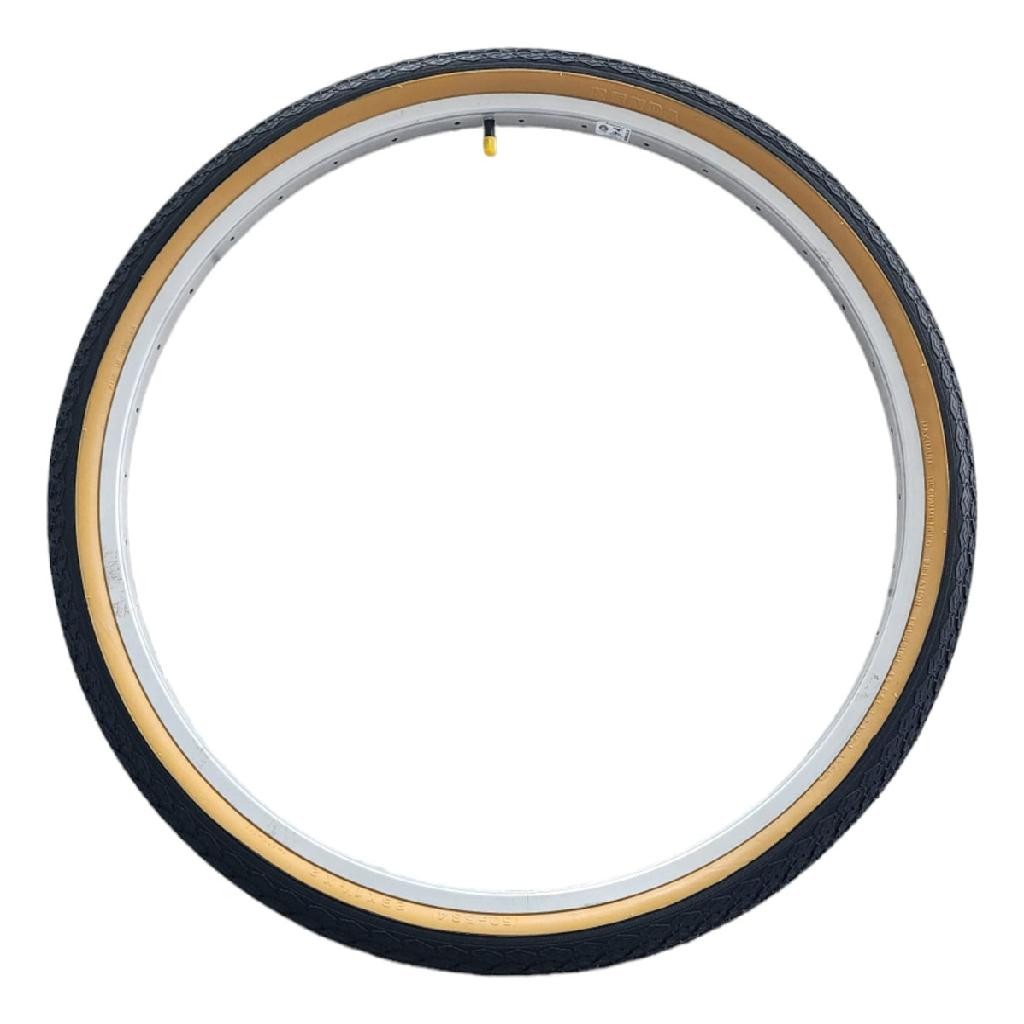 Detalhes do Par Pneu 26x1.1/2x2 Kenda Faixa Bege Poti Monark Barra Forte