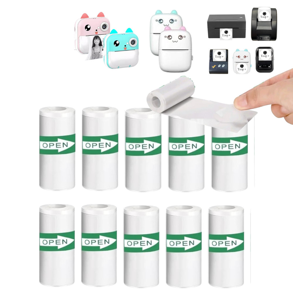 Kit 5 Bobina Etiqueta Térmica Adesiva 57x30mm Branco Rolo Para Mini Impressora Portátil em Oferta na Shopee